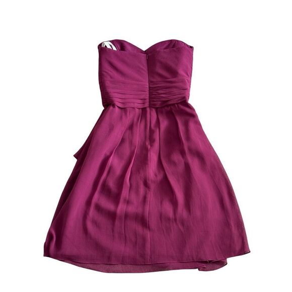 David’s Bridal Strapless Plum Dress Size 4 Bridesmaid Formal Back Zip - Picture 2 of 8